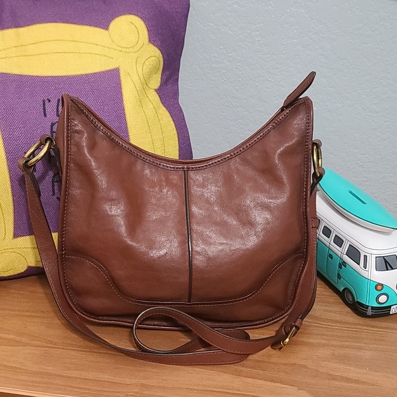 Frye Handbags - Frye Cognac Leather Lucy Saddle Crossbody